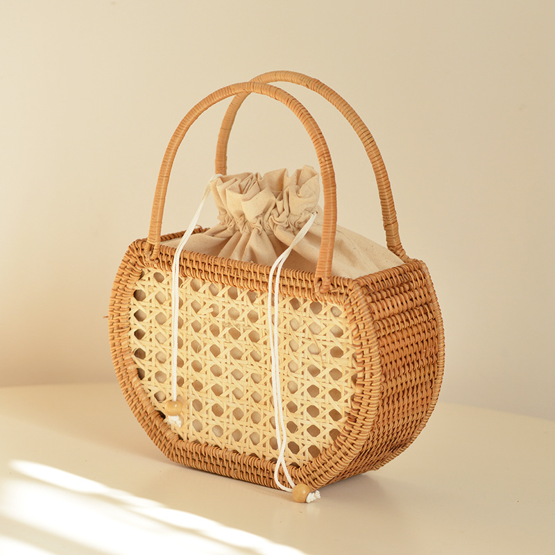 Basket Bag Wicker - Casual Hollow Rattan Basket Bags Wicker