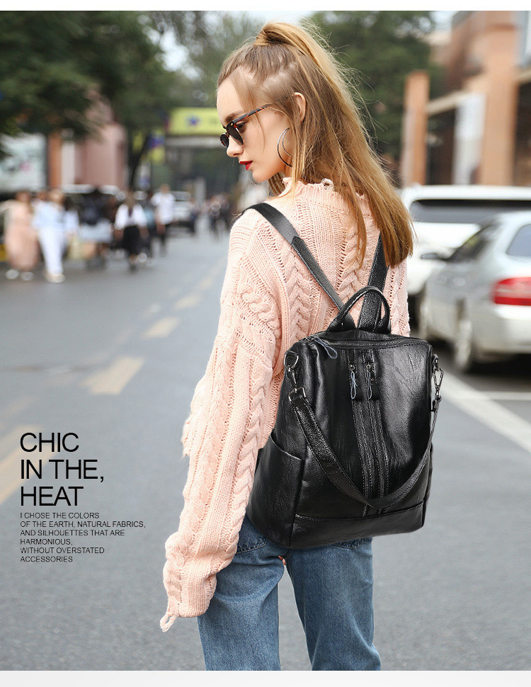 Women Bags Office - Women Soft Leather Backpack School Black