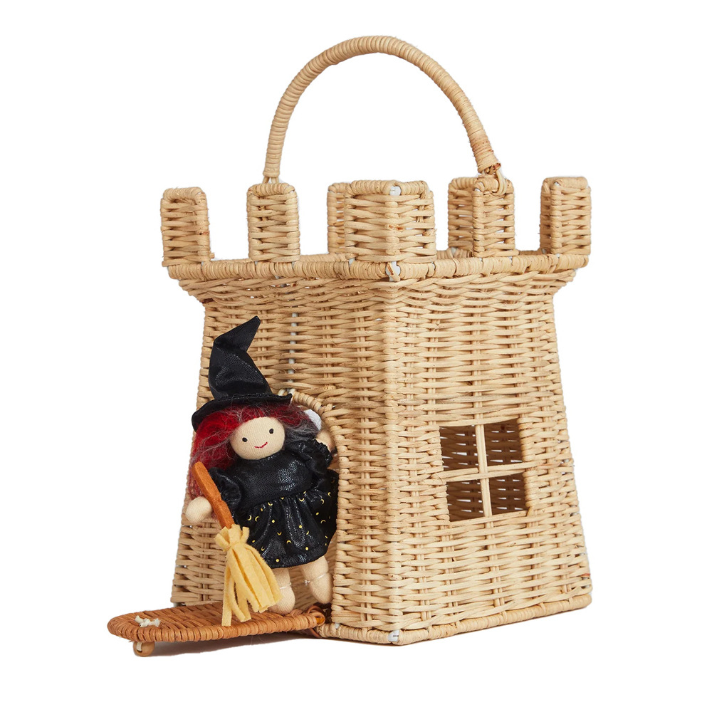 Basket Bag Wicker - Handmade Castle Design Rattan Bag Wicker