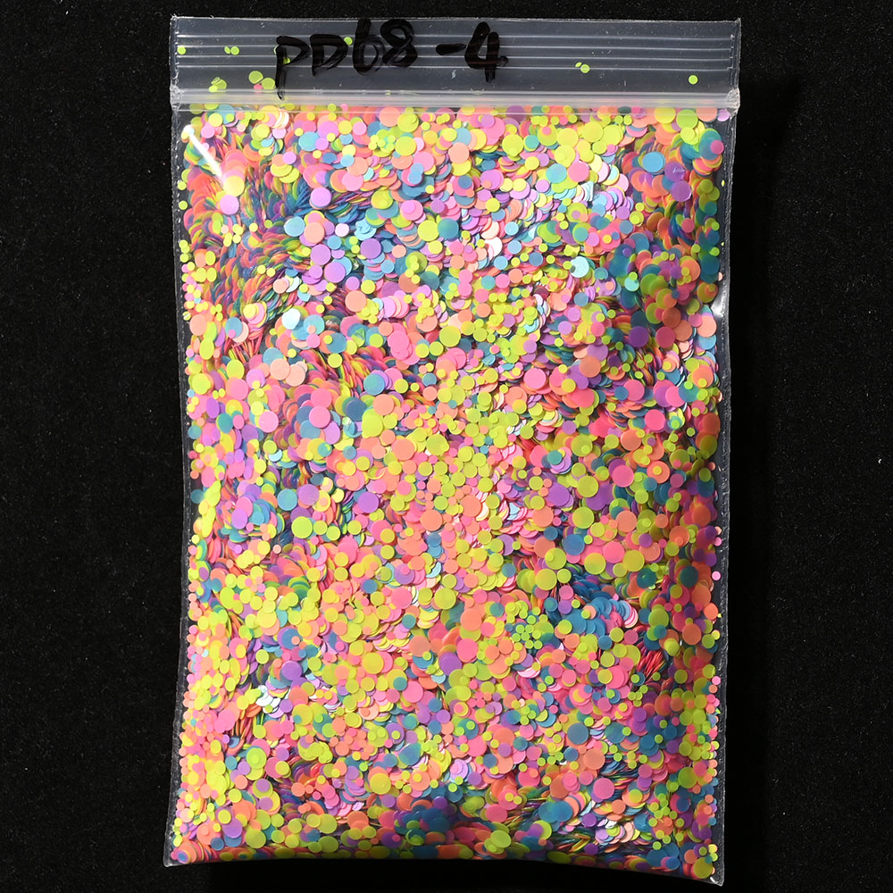 Circle Round Bag - 50g/bag Neon Mixed Size Circle Nail