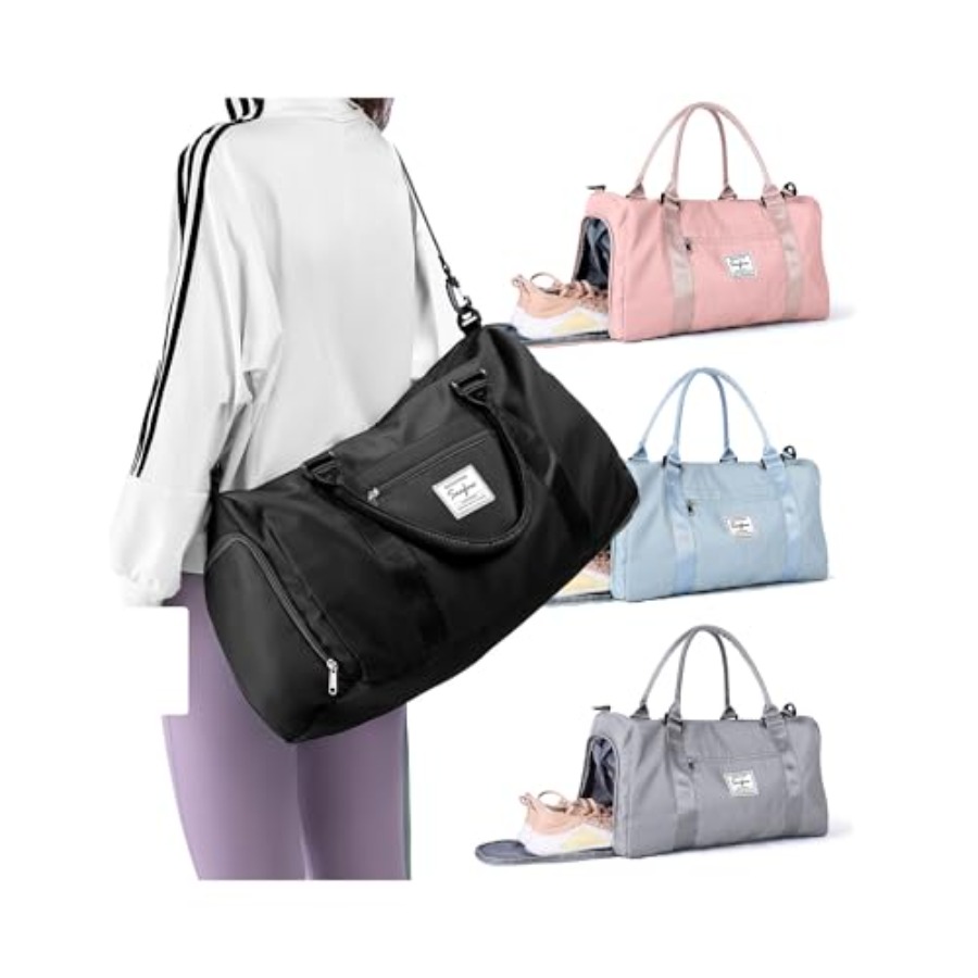 Women Bags Leather - Small Black Sports Gym Duffel Bags