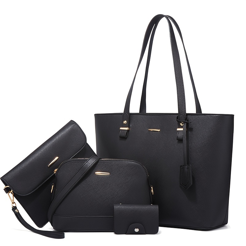 Women Bags Leather - 4pcs Fashion Women's Bag Sets Solid