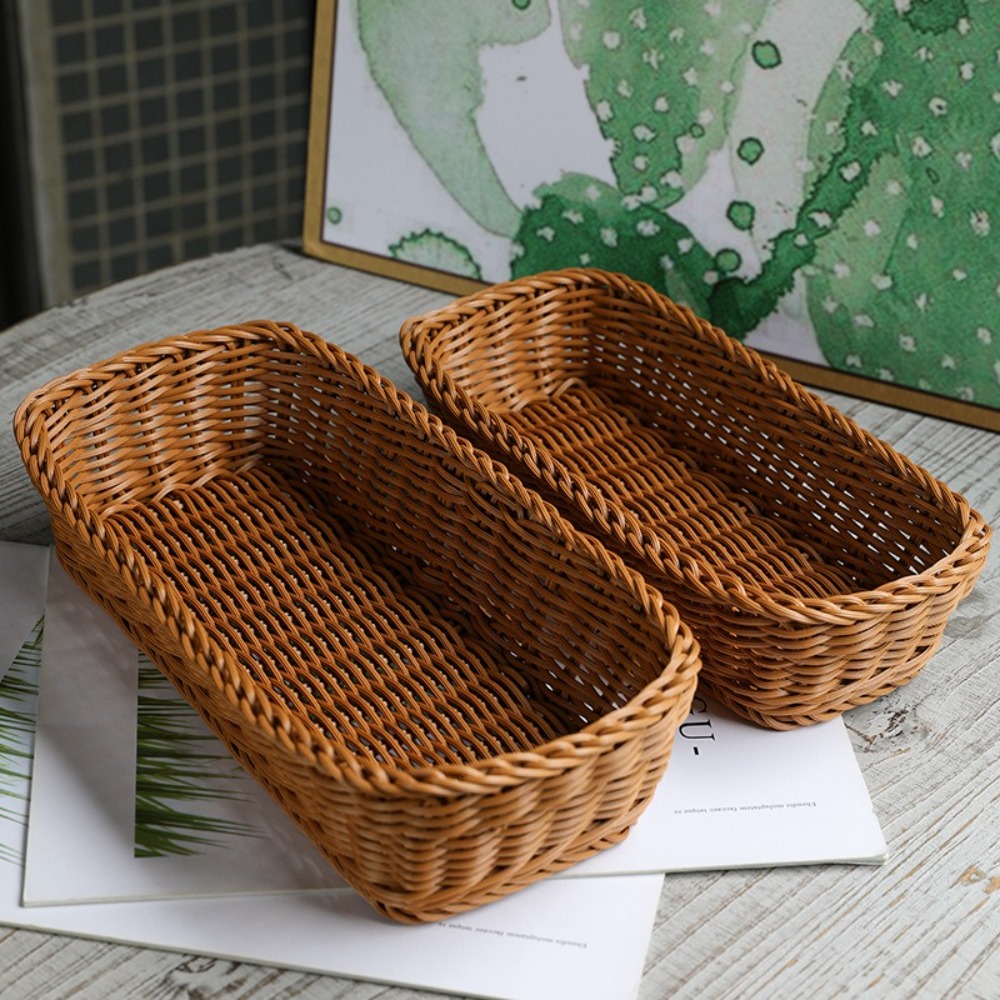 Basket Bag Wicker - Imitation Rattan Storage Basket Faux Wicker
