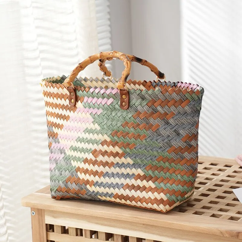 Vintage Bamboom Handle Rattan  - Basket Bag Wicker review and price