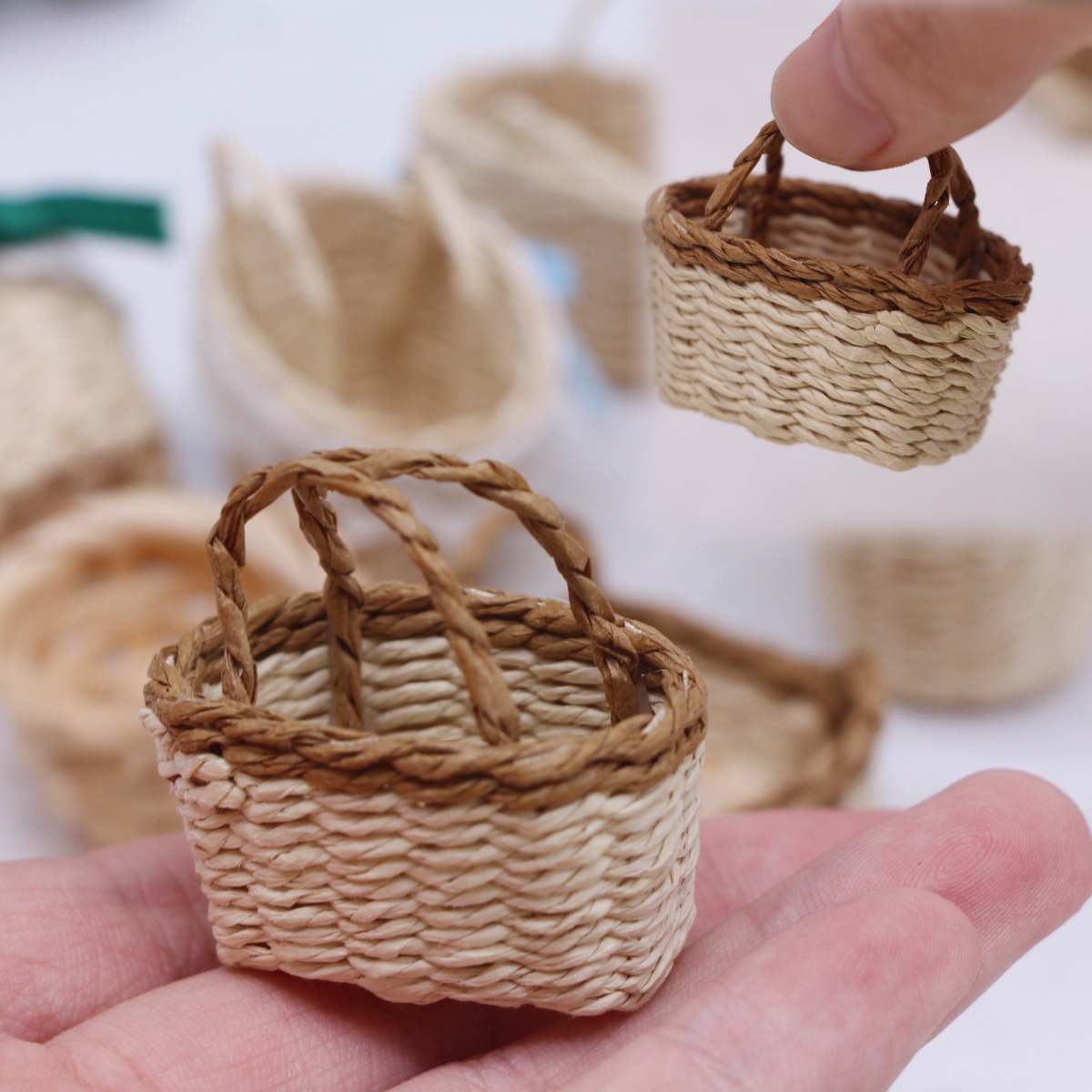 1Pc Dollhouse Handwoven Lafite - Basket Bag Wicker review and price