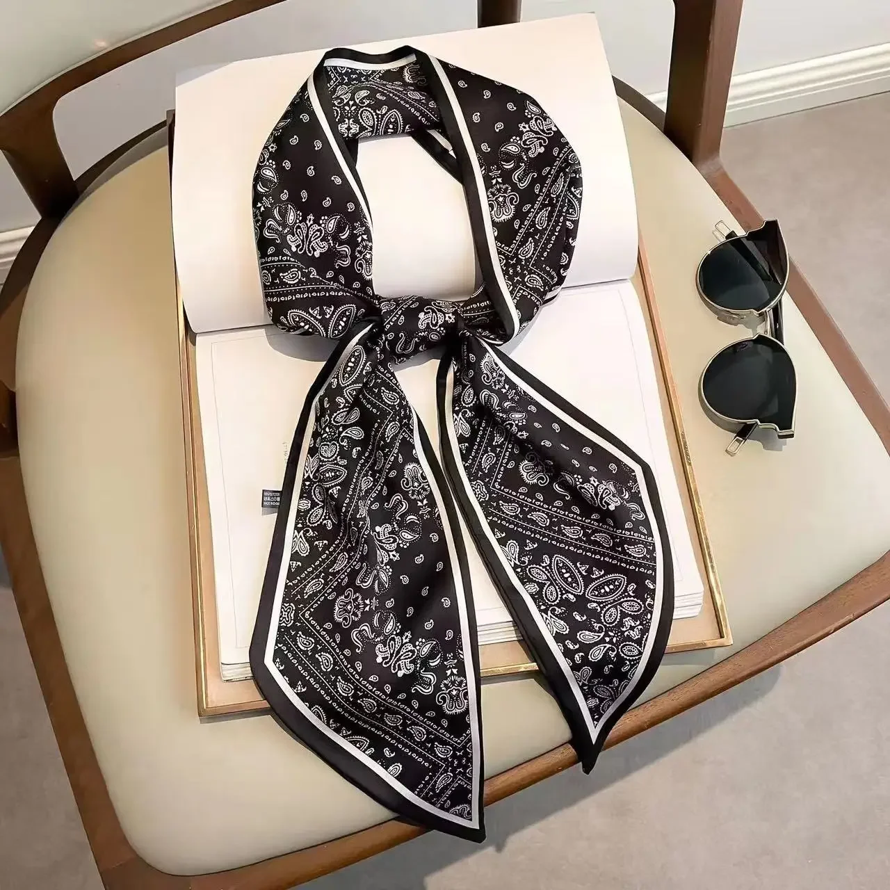Design Print Skinny Scarf Plai - Women Bags Branded review and price