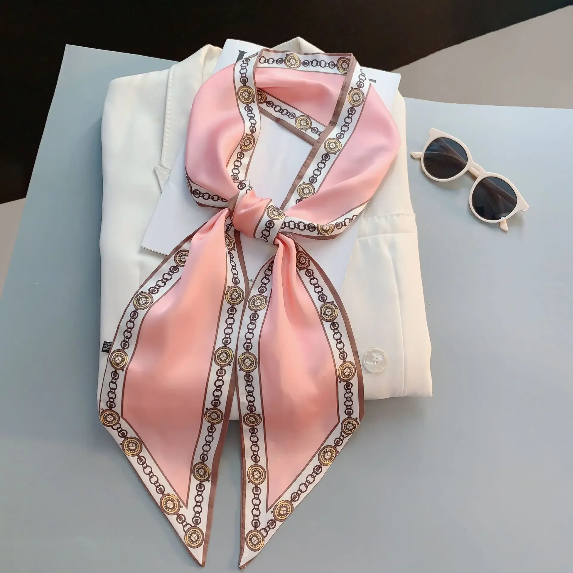 Design Print Skinny Scarf Plai - Women Bags Branded review and price