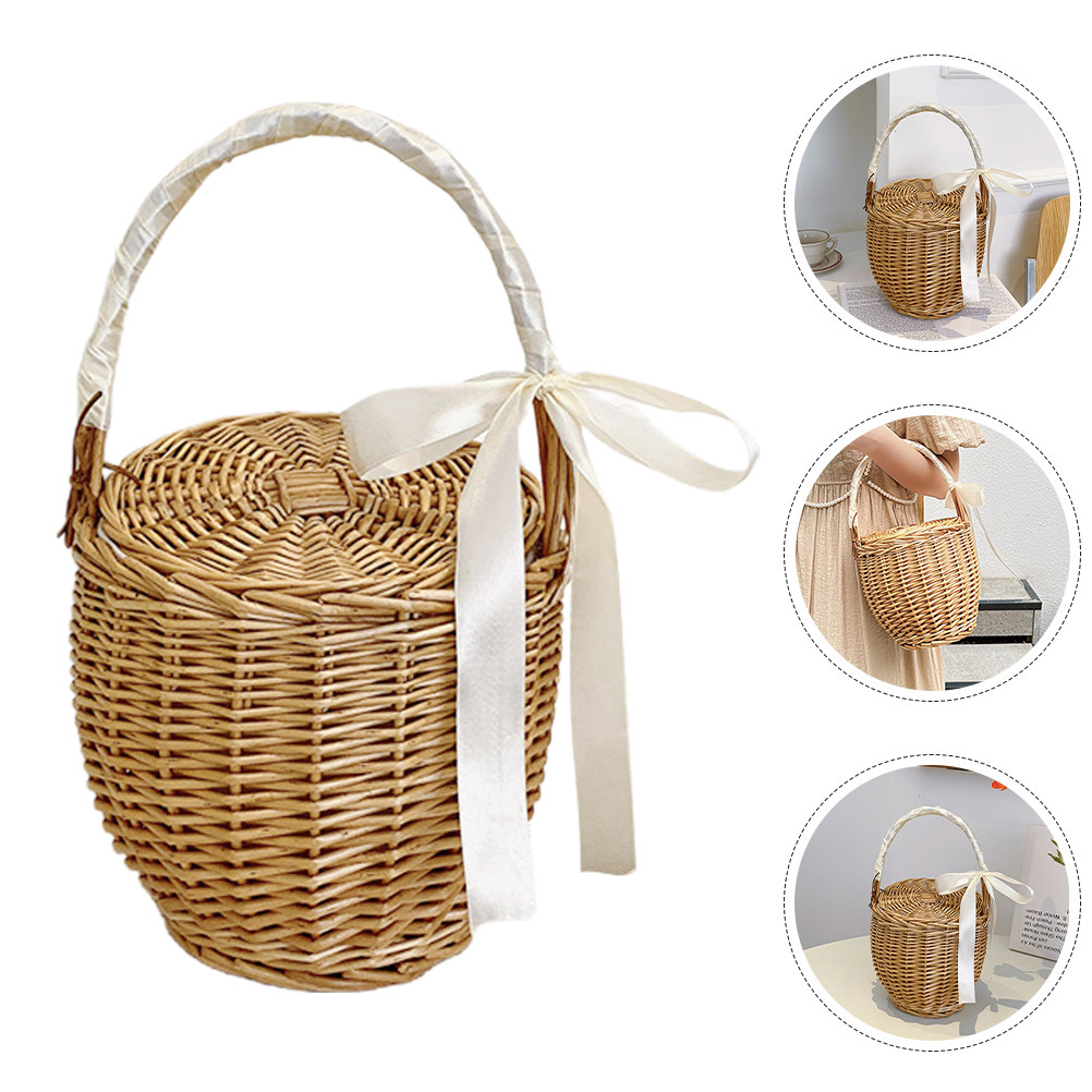 French Style Woven Handheld Pi - Basket Bag Wicker review and price