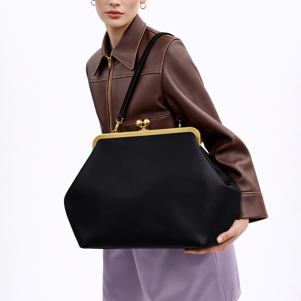 Fashion Large Kisslock Clutch  - Doctor Bag Leather review and price