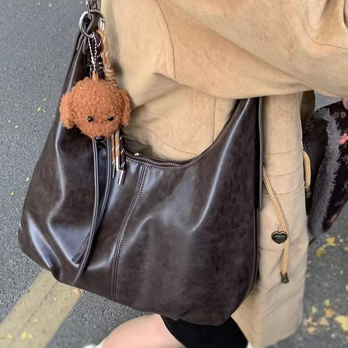 Vintage Large-Capacity Underar - Women Bags Leather review and price
